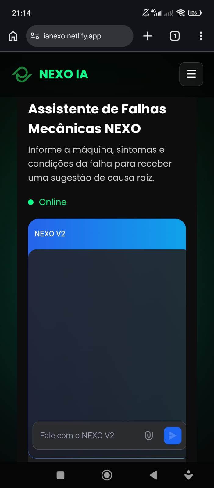 Assistente de falhas mecânicas do projeto NEXO